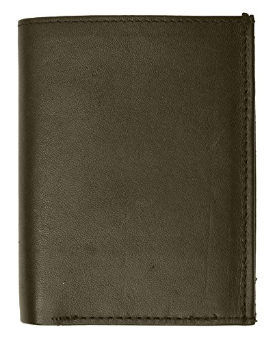 RFID Blocking Premium Leather European Style Bifold Trifold Wallet with ID Window (Brown)