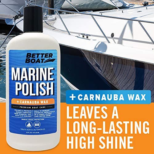 Boat Wax and Marine Polish with Carnauba Wax for High Gloss Gel Coat Restorer and Boat Cleaner