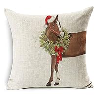 Ameesi Christmas Dog Santa Claus Reindeer Cushion Cover Throw Pillow Case Sofa Decor - #31christmas Horse