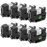 Airmall Compatible Label Tape Replacement for TZ TZe-251 24mm 1 Inch, 8 Pack, Black on White Laminated Label, Work with P-Touch PT-D600 PT-P700 PT-P750W 0.94 inch (24mm) X 26.2 feet (8m)