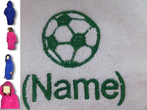 Childs Hooded Bath Robe with a FOOTBALL Logo and Name of your choice in Royal Blue. Ages 2, 4, 6, 8, 10 or 12 (Age 12)