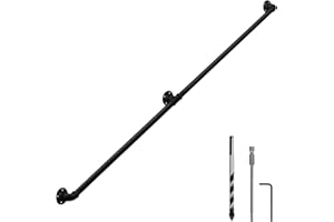 HouseAid 8FT Industrial Pipe Wall Handrail, Farmhouse Stairway Railing with 1-1/4 Inch Diameter Pipe, Vintage Style Stairs Handrail, Wall Mounted, Matte Black