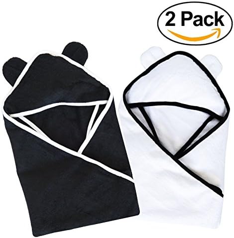 SOFT Hooded Baby Towel (2 PACK BUNDLE) - Crafted from Naturally Soft Organic Bamboo for Sensitive Baby Skin by Moon and Baby