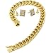 Mens Gold Tone Heavy 4mm Thick Cut 9