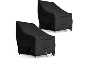 ANGLINK Patio Chair Covers Waterproof, Heavy Duty 600D Outdoor Lounge Deep Seat Cover, Lawn Patio Furniture Covers (Black, 2 Pack - 35"W x 38"D x 31"H)