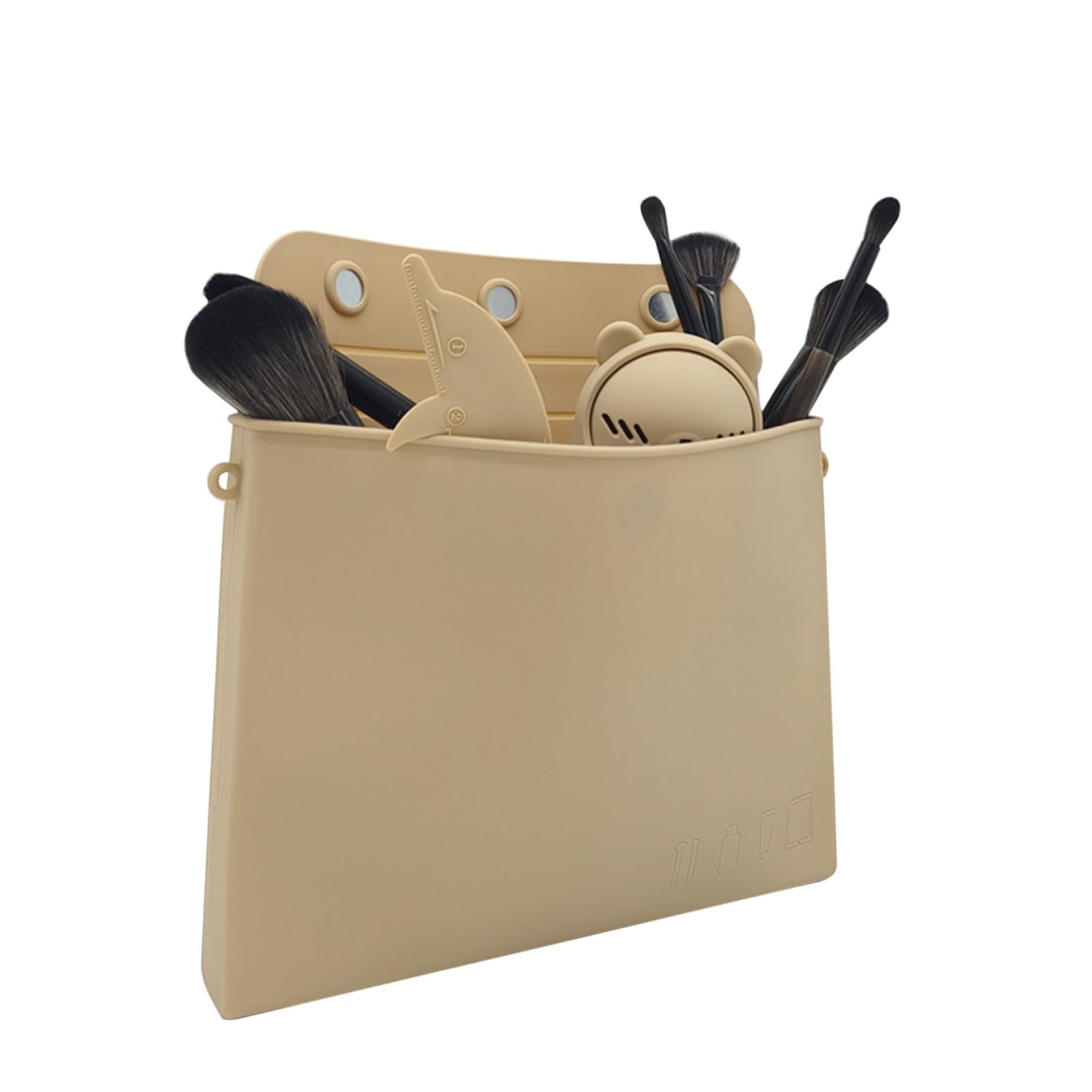 Silicone Makeup Bag, Waterproof Portable Toiletry Bag with Magnetic Closure Fashion Makeup Brushes Bag for Women Girls Cosmetic Bag Travel Storage for Cosmetics Headphones Jewelry