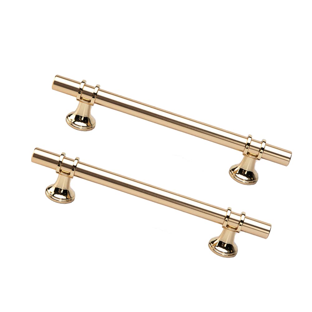 BOZONLI 2pcs Wardrobe Handles 128mm Cabinet Handles Cupboard Handles Drawer Handles Golden Zinc Alloy T Bar Furniture Door Pull Handles Knobs