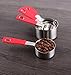 Rorence 18-8 Stainless Steel Measuring Cups and Spoons Set with Long Silicone Handle, Set of 12 - Red