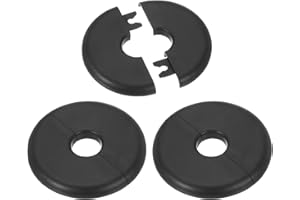 PATIKIL Wall Split Flange 0.65"/16.5mm, 3Pcs ABS Round Self-Adhesive Escutcheon Plate Cover Buckle for Water Pipe Faucet Decoration, Black