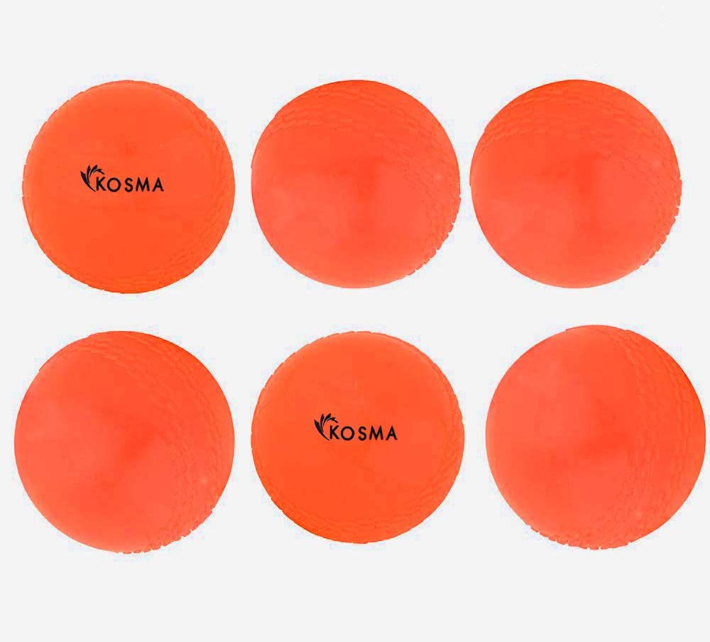 Kosma Pack of 6 Windball Cricket Ball | Indoor & Outdoor Soft Training Cricket Ball for Coaching Practice (Orange)