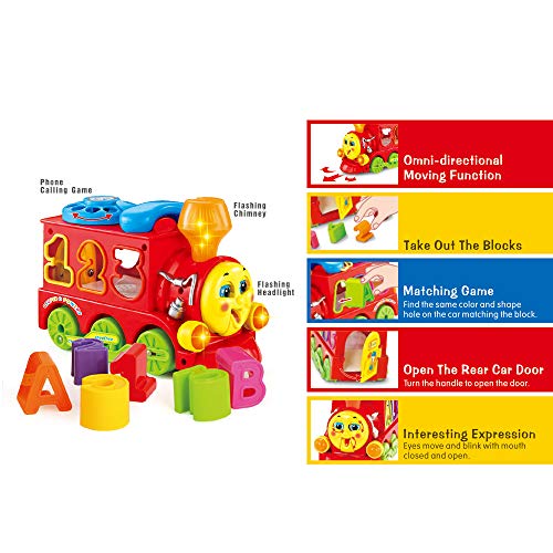 Woby Musical Smart Train Kids Educational Learning Toy Car Electric Bump and Go Train with Shape Sorter
