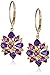 Amazon Collection 18k Yellow Gold Plated Sterling Silver Genuine Multi Gemstone Flower Leverback Earrings