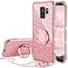 Galaxy S9 Case, Glitter Luxury Bling Diamond Rhinestone Bumper Cute Galaxy S9 Phone Case for Girls with Ring Kickstand Sparkly Protective Samsung Galaxy S9 Case for Girl Women - Rose Gold Pink