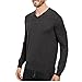 Calvin Klein Men's Merino Solid V-Neck Sweater, Black Jack Heather, Medium
