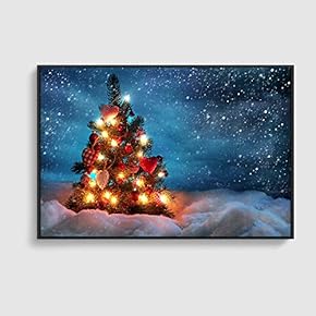 Framed Canvas Home Artwork Decoration Merry Christmas Canvas Wall Art for Living Room, Bedroom - 16x24 inches
