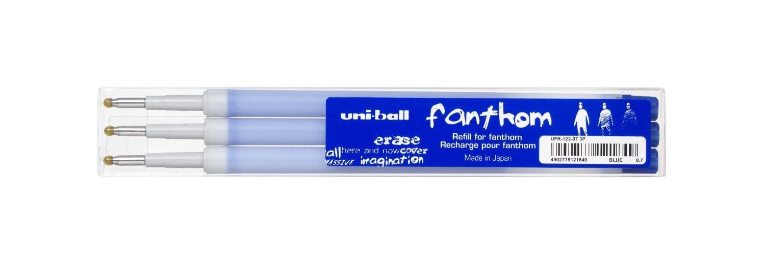 Uni-Ball Fanthom Erasable Gel Ink Pen Refill (3pcs) Blue
