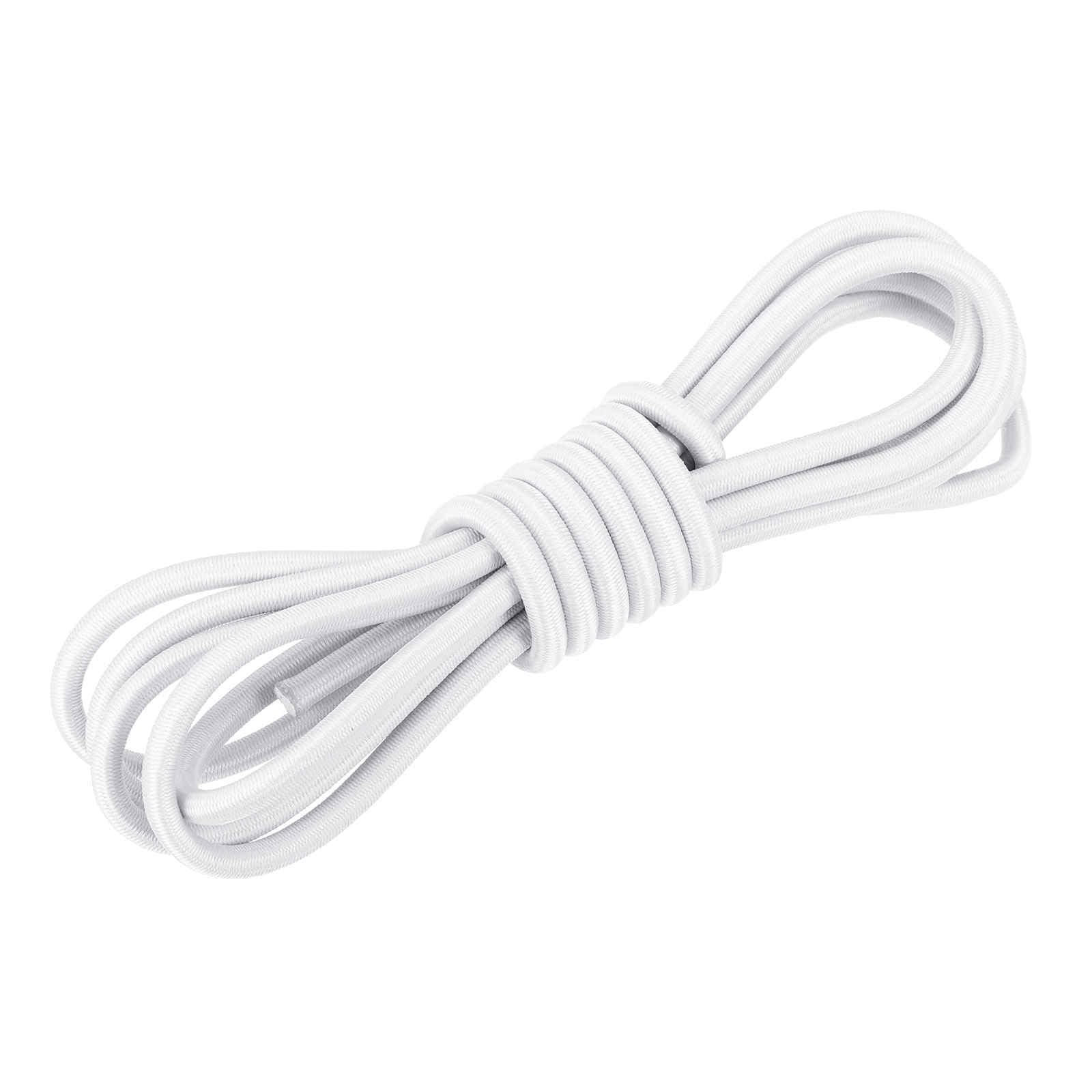 DMiotech 6mm Shock Cord, 3 M White Bungee Cord Tent Pole Shock Cord Round Elastic Kayak Rope Stretch String Marine Grade Heavy Polyester for DIY Projects Tie Downs