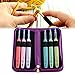 Lighted Crochet Hooks with Case, 6 pcs Set with 3 Pack Replacement Batteries - LED Lite Hooks with Ergonomic Soft Grip Handles - Set of 6 Hooks for Arthritic Hands - Size 4mm to 6.5mm (Purple)