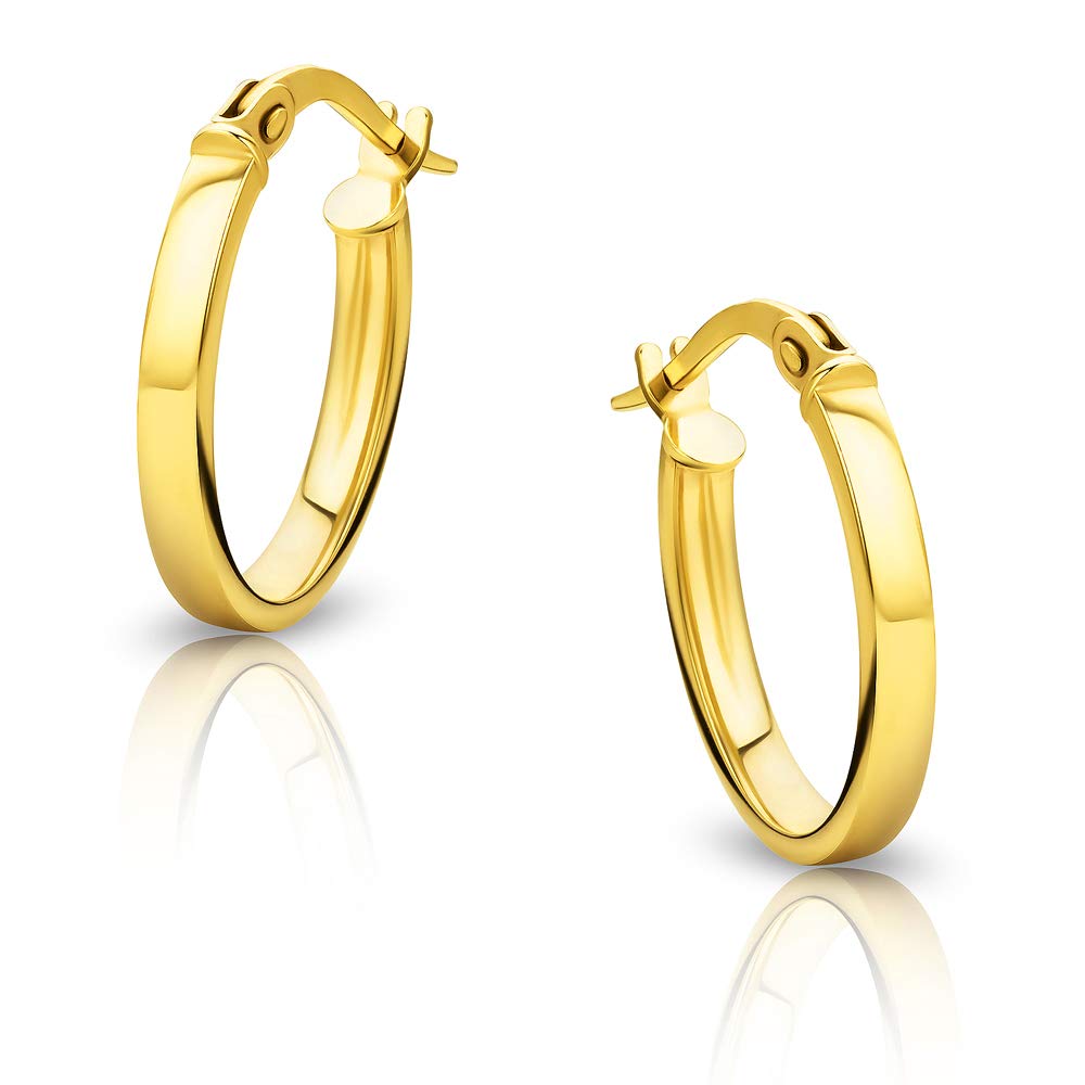 Orovi Yellow Gold Earrings for Women in 9 Carat Gold, Hypoallergenic Earrings - handmade hoops with jewellery box - Made in Italy