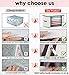 Clothes Blankets Storage bag for comforter, Breathable Home Organizers Bins Boxes Tidy Up Your Closets,Shelves, 240gsm thicker fabric with clear window, 2 Leather Handles,Set of 3 Beige