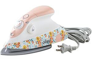 MISSOURI STAR QUILT CO. Missouri Star Quilt Co Mini Smart Iron | Peach with Floral Print, Compact & Travel-Friendly, iTouch Technology, Precision Pressing for Quilting & Sewing