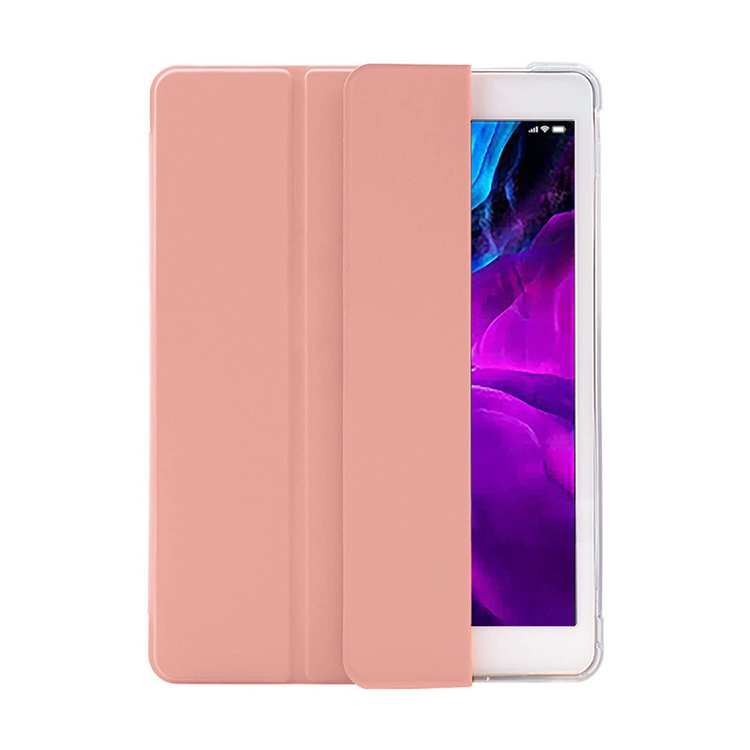 HUEZOE iPad 10.2 Inch Case, iPad 9/8/7 Generation (Model 2021/2020/2019 Model), Folding Stand Protective Case with Pencil Holder, Wake Up/Sleep Car Cover, Pink