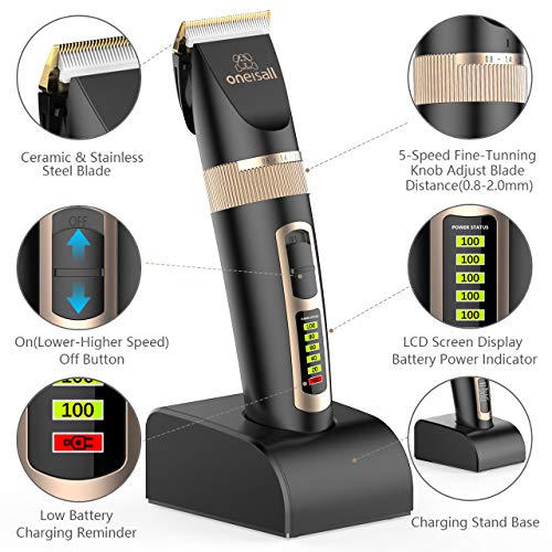 oneisall Dog Cat Grooming Clippers for Matted Thick Hair, 2Speed Cat