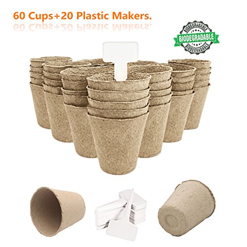 Plant Pot Peat Pots Seed Starter Kit Round Organic Biodegradable Pots 100% Eco-Friendly | 20 Plastic Plant Markers – Bulk 60 Pack Set, 3 inch (Brown) Plant Pot Peat Pots Seed Starter Kit Round Organic Biodegradable Pots 100% Eco-Friendly | 20 Plastic Plant Markers – Bulk 60 Pack Set, 3 inch (Brown)