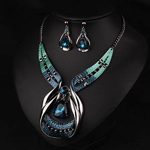 Phonphisai shop Crystal Choker Fashion Chunky Jewelry Statement Women Chain Pendant Bib Necklace