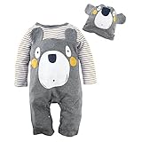 BIG ELEPHANT Baby Boys' 1 Piece Cute Animal Long Sleeve Romper Jumpsuit with Hat