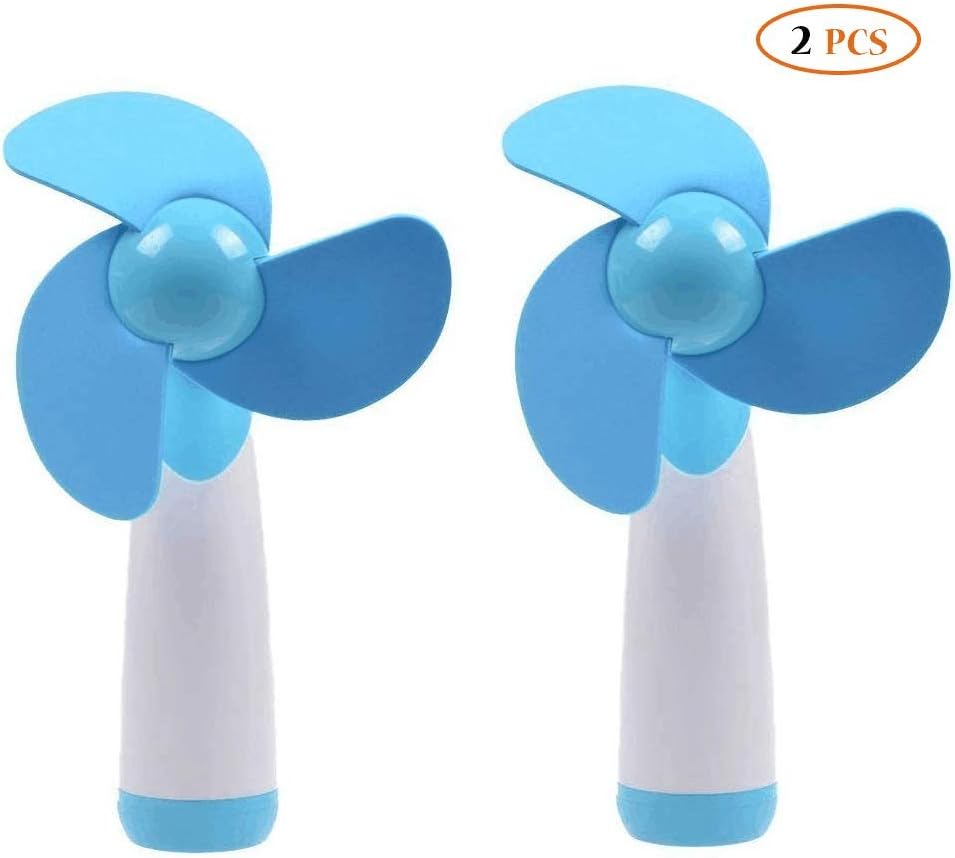bujingyun Blue Personal Hand-held/Portable Battery Operated Mini Air Fan for Home and Travel -2PCS