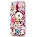 Mavis's Diary Phone case Compatible with iPhone 7, iPhone 8 Full Edge 3D Handmade Luxury Bling Crytal Fashion Design Shiny Gem Pearl Rhinestone Diamond Clear Hard Cover (Crown Castle)