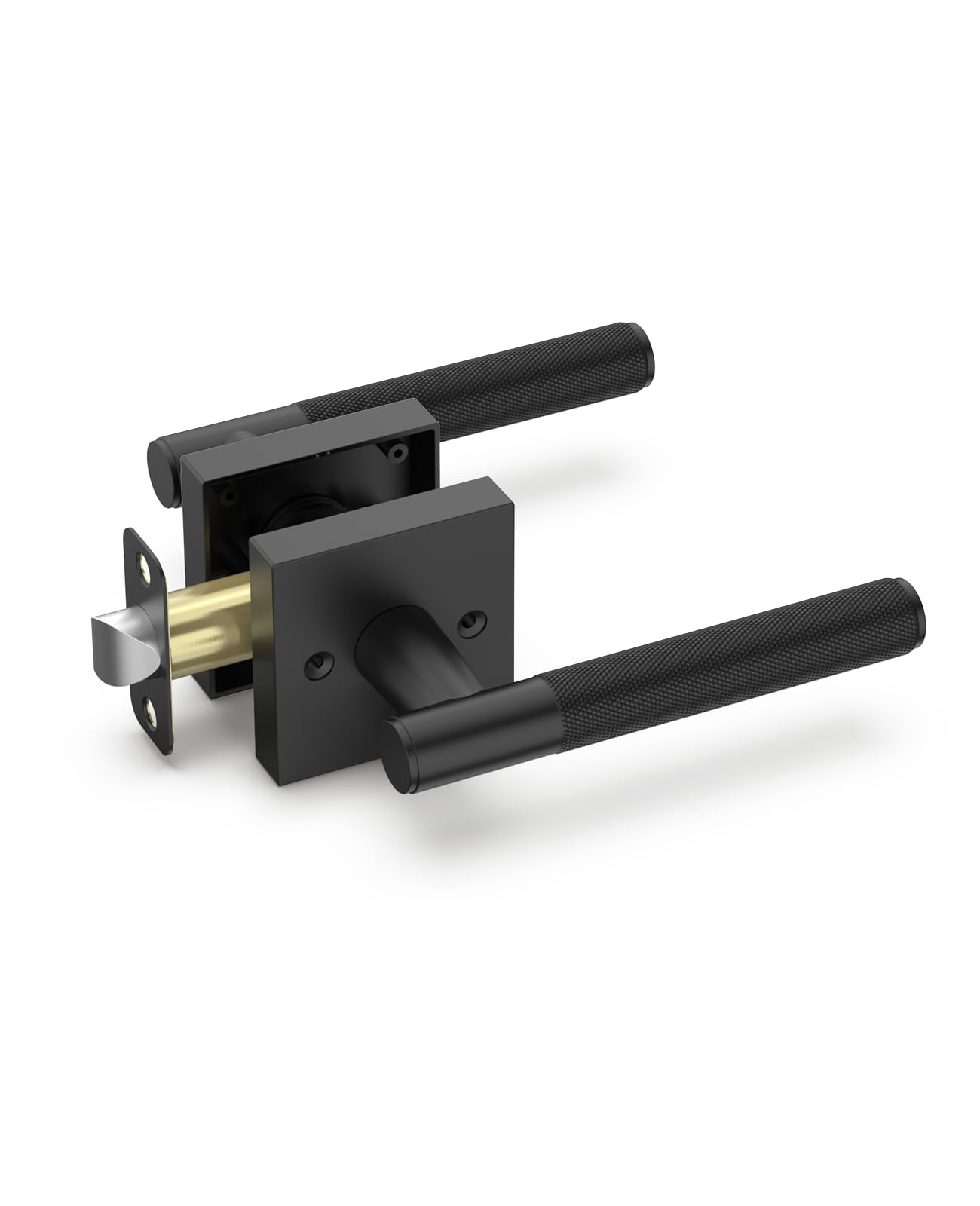 Photo 1 of Asidrama 1 Pack Passage Matte Black Door Handles, Door Lever with Door Knobs Indoor for Bedroom or Bathroom, Matte Black Door Handles Interior with Locks for Left Right Sided Doors