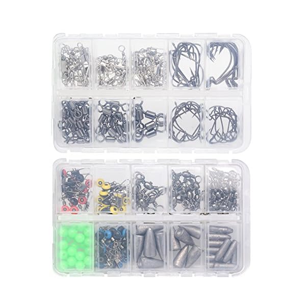 PLUSINNO-Fishing-Accessories-Kit-241-Pcs-Including-Hooks-Bullet-Weights-Sinker-Rolling-Barrel-Bearing-Swivels-Connector-Fishing-Line-Beads-Fishing-Accessories-Set-With-Tackle-Box PLUSINNO-Fishing-Accessories-Kit-241-Pcs-Including-Hooks-Bullet-Weights-Sinker-Rolling-Barrel-Bearing-Swivels-Connector-Fishing-Line-Beads-Fishing-Accessories-Set-With-Tackle-Box