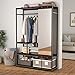 Tribesigns Free -Standing Closet Organizer with Full Length Mirror, Heavy Duty Clothes Rack with Storage and Hanging Rod, Protable Closet shelves Garment Rack for Bedroom, Hold 250 lb (espresso)