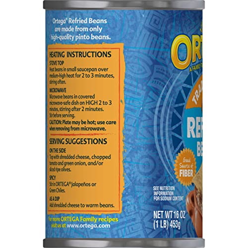 Ortega Refried Beans, Traditional, 16 Ounce (Pack of 12) Pricepulse