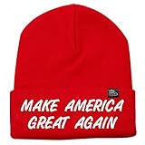 OKSTAR Unisex Trump Make Great America Again Beanie Hat Winter (RED)