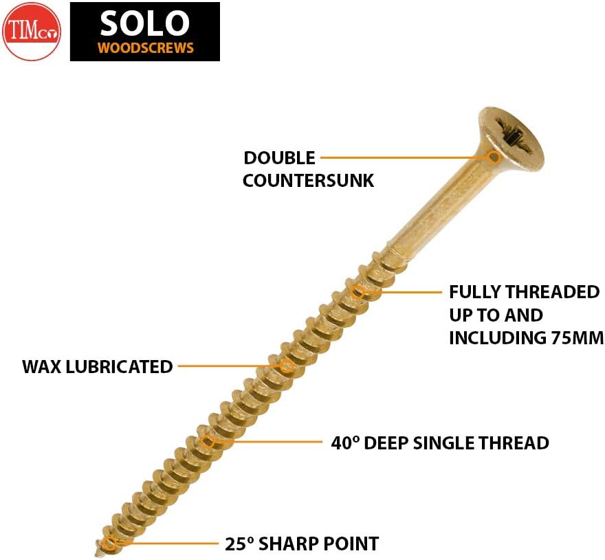 TIMCO Solo Chipboard & Woodscrews - PZ - Double Countersunk - Yellow - 5.0 x 100mm - Box of 100 - Image 3