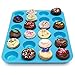 Lucentee Large Mini Muffin Pans - Top Non Stick Bakeware for Muffins, Cakes and Cupcakes - 24 Cups Texas Jumbo Silicone Mold / Baking Tray - Heat Resistant Tins up to 450°F- Easy to Clean - Blue