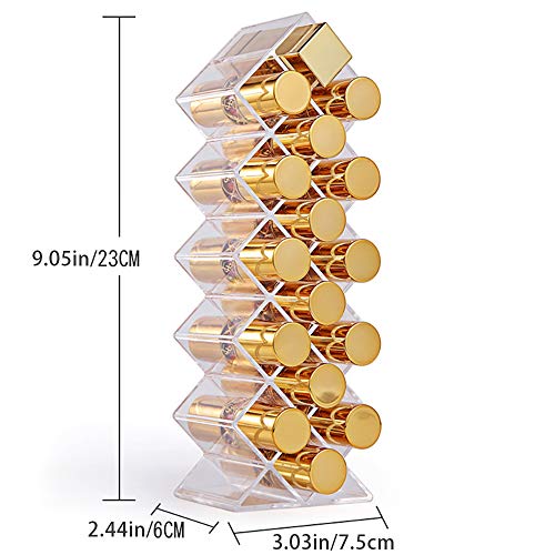 YIEZI Lipstick Holder Organizer 16 Spaces Acrylic Stackable Fish Shape Lipstick Tower, Lip Gloss Storage Stand, Perfect for Lipgloss Organizers Makeup Vanity Display, Clear (1 Pack)