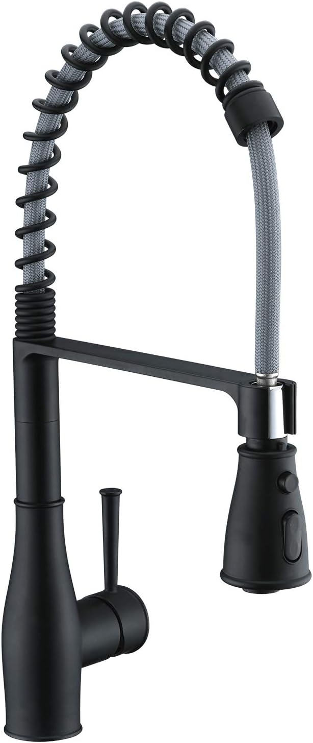 AguaStella AS36MB Matte Black Commercial Kitchen Sink Faucet with Pull Down Sprayer Single Handle