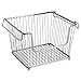 mDesign Stackable Metal Basket for Kitchen Storage - Large Wire Farmhouse Bin Basket w/Handles for Pantry - Stacking Wire Basket Organizer for Food, Drinks - Hyde Collection, 3 Pack, Silver