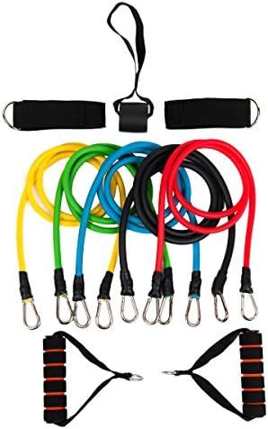 HAIQING Resistance Bands Set (11 Pieces) - Exercise Bands, Cushioned Handles, Ankle Straps, Door Anchor, Carrying Bag