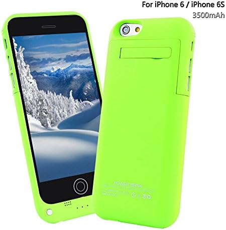 YHhao 3500mAh Charger Case for iPhone 6 / 6s Portable Cell Phone Battery Charger Back up Power Bank Rechargeable Charger Case with Stand Slim Extended Battery Case 4.7" for iPhone 6/6s - Green