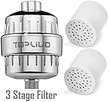 Water Filter Shower Filter | Chrome Shower Filter with 3 Stage Filter Cartridge + Bonus Refill Cartridge & Teflon Tape