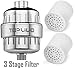 Water Filter Shower Filter | Chrome Shower Filter with 3 Stage Filter Cartridge + Bonus Refill Cartridge & Teflon Tape