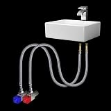 quiodok 2x Monobloc Tap Connector Stainless Flexible Water Hose 500mm 1/2" BSP view 3