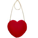 Miayon Heart Shaped Faux Fur Clutch Purse Fluffy Crossbody Shoulder Bag for Women Halloween Christmas Valentine