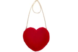 Miayon Heart Shaped Faux Fur Purse Fluffy Crossbody Shoulder Bag Cute Clutch Purses for Women Girls Halloween Valentine