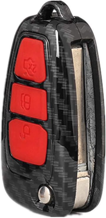 Happyit ABS Carbon Fiber Shell+Silicone Car Key Cover Case Keychain for Ford Focus Mondeo Edge Fiesta Kuga Mondeo MK4 Fusion Escort Ecosport (C carbon fiber + red) - Image 4